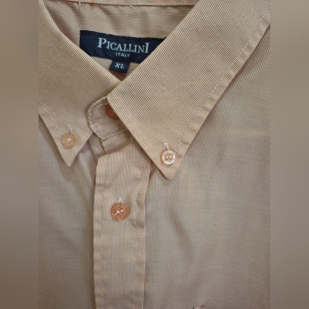 Men's Tan Shirt PICALLINI SIZE XL MADE IN ITALY FRESH ,CASUAL